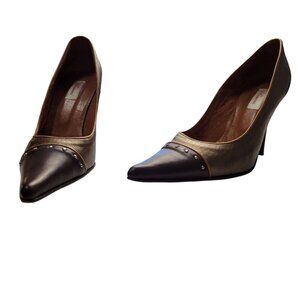 Buscemi Leather Pointed Toe Heels Womens 9 Studded Office Siren Corpcore